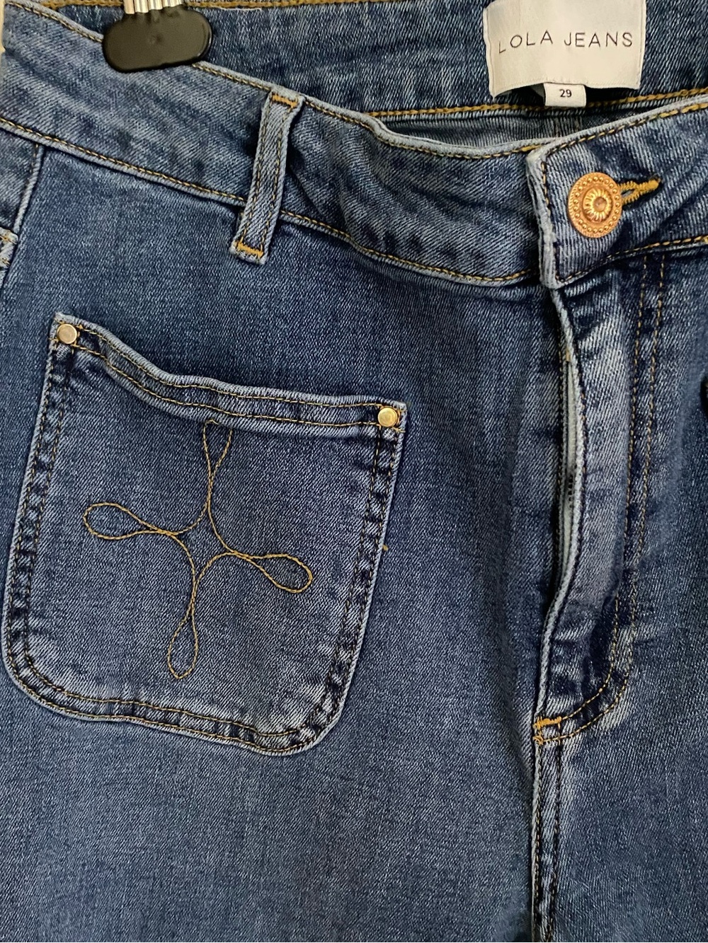 Lola Jeans Western Inspired Milan-RCB High Rise Wide Leg Medium Wash Jean Size29 - Picture 10 of 16